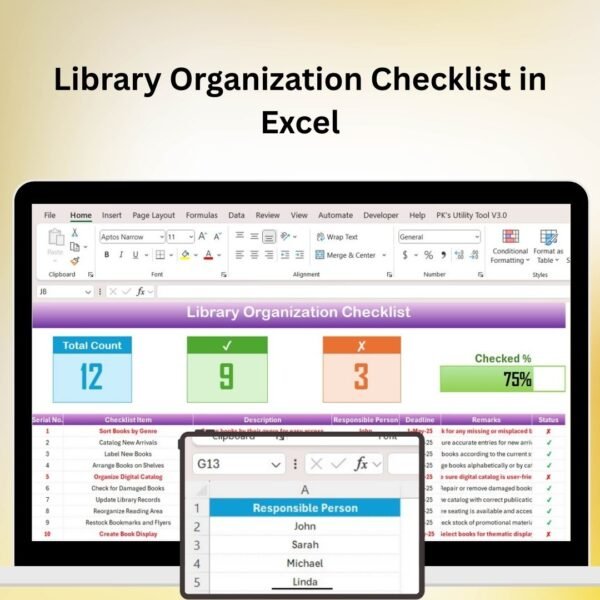 Library Organization Checklist in Excel