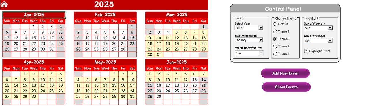 Maintenance Tasks Calendar in Excel