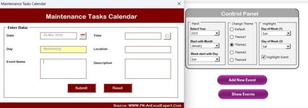 Maintenance Tasks Calendar in Excel - Image 4