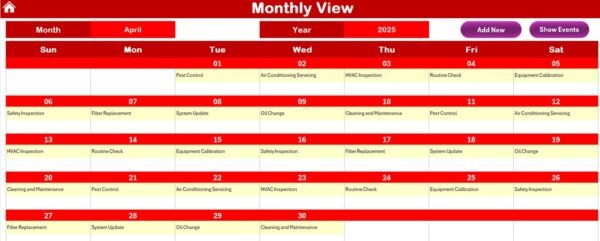 Maintenance Tasks Calendar in Excel - Image 5