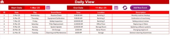 Maintenance Tasks Calendar in Excel - Image 6