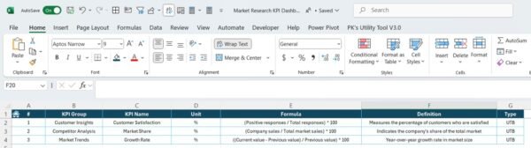 Market Research KPI Dashboard in Excel - Image 8