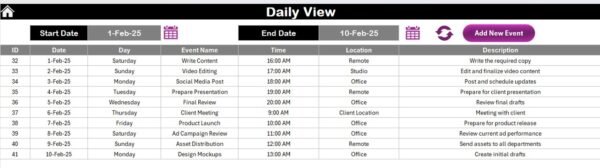 Marketing Asset Creation Calendar in Excel - Image 7