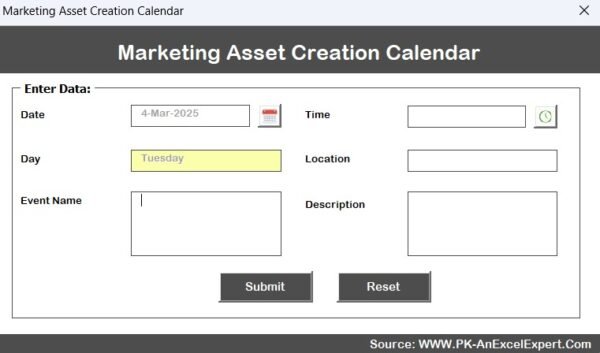 Marketing Asset Creation Calendar in Excel - Image 9