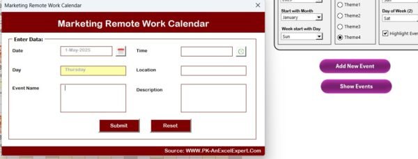 Marketing Remote Work Calendar in Excel - Image 5