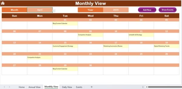 Marketing Remote Work Calendar in Excel - Image 6