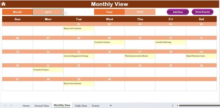 Marketing Remote Work Calendar in Excel - Next Gen Templates