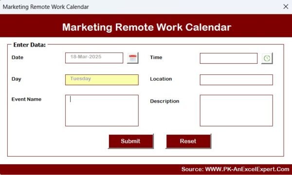 Marketing Remote Work Calendar in Excel - Image 9