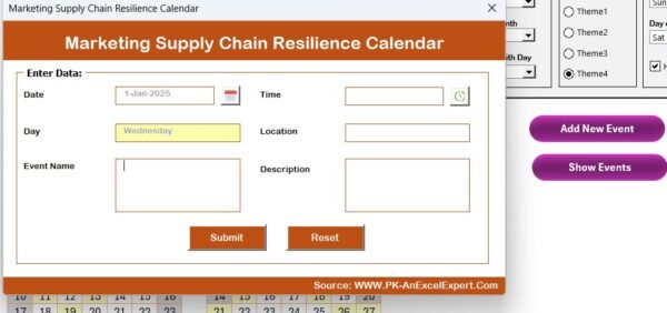 Marketing Supply Chain Resilience Calendar in Excel - Image 5