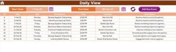 Marketing Supply Chain Resilience Calendar in Excel - Image 7