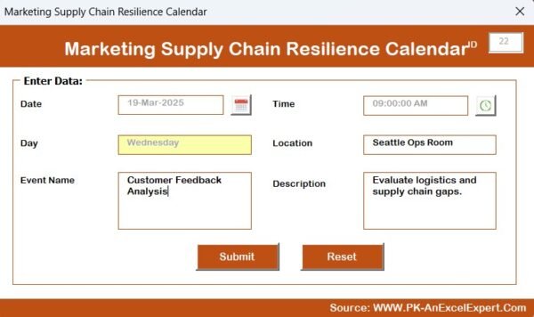 Marketing Supply Chain Resilience Calendar in Excel - Image 10