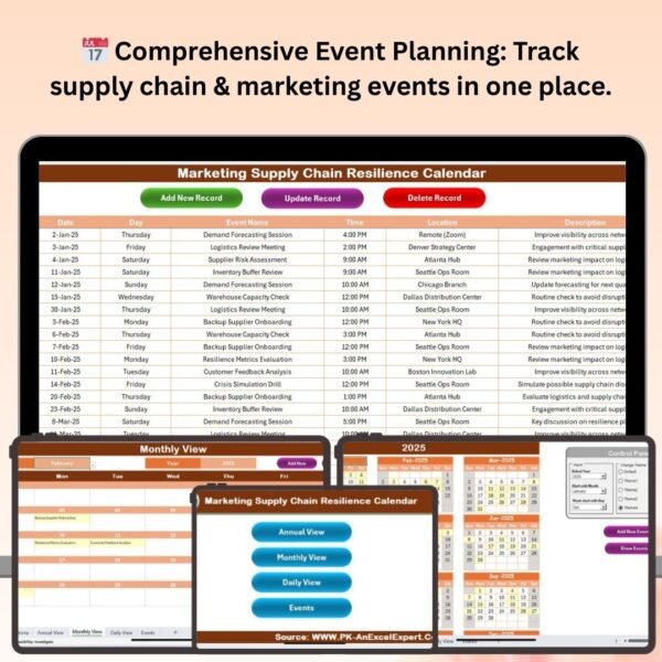 Marketing Supply Chain Resilience Calendar in Excel