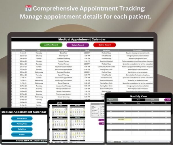 Medical Appointment Calendar in Excel