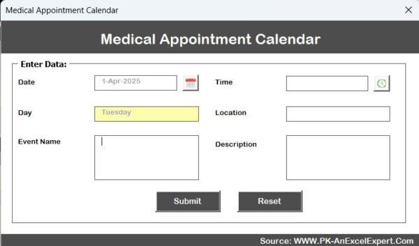 Medical Appointment Calendar in Excel - Image 6