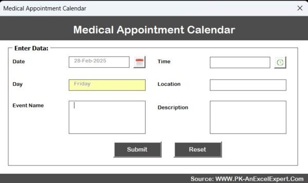 Medical Appointment Calendar in Excel - Image 9