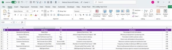 Medical Device KPI Dashboard in Excel - Image 8