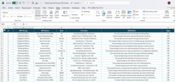 Mobile App Performance KPI Dashboard in Excel - Image 8