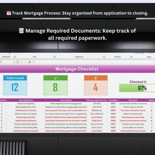 Mortgage Checklist in Excel