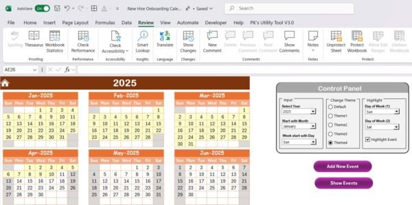 New Hire Onboarding Calendar in Excel - Image 3