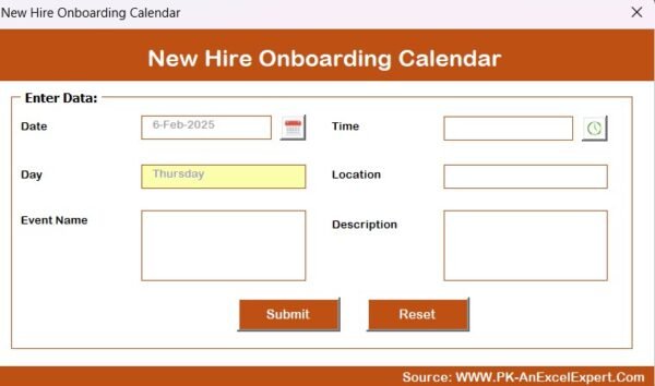 New Hire Onboarding Calendar in Excel - Image 9