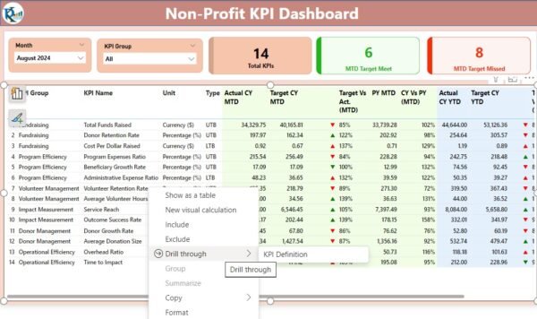 Non-Profit KPI Dashboard in Power BI - Image 3