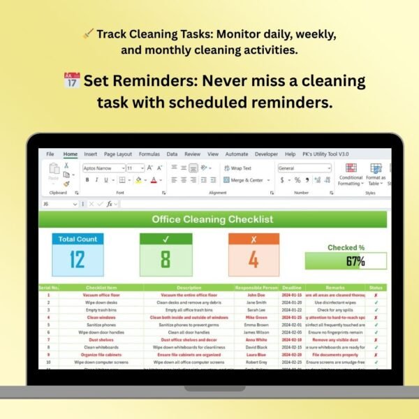 Office Cleaning Checklist in Excel