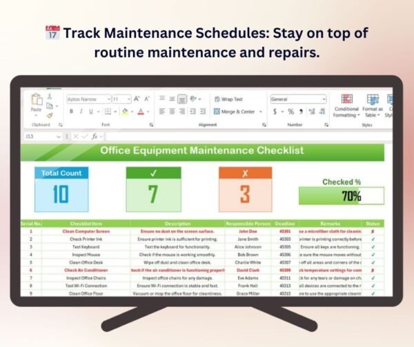 Office Equipment Maintenance Checklist in Excel