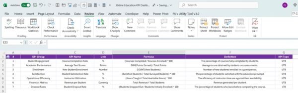 Online Education KPI Dashboard in Excel - Image 8