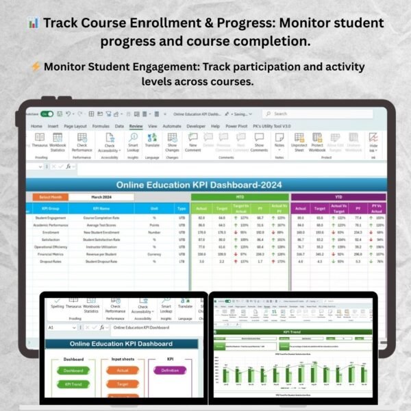 Online Education KPI Dashboard in Excel