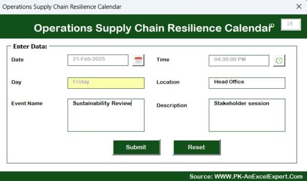 Operations Supply Chain Resilience Calendar in Excel - Image 10