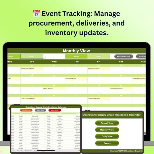 Operations Supply Chain Resilience Calendar in Excel