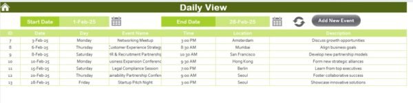 Partnership Events Calendar in Excel - Image 7