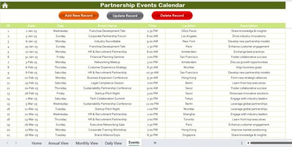 Partnership Events Calendar in Excel - Image 8