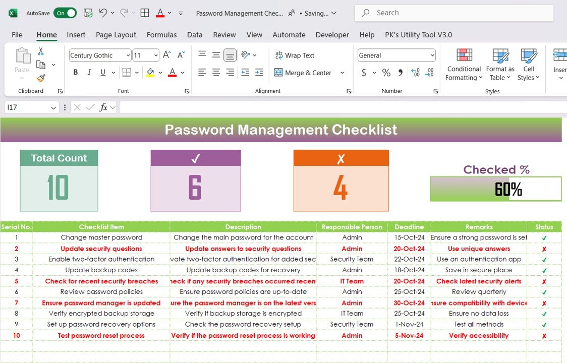Password Management Checklist