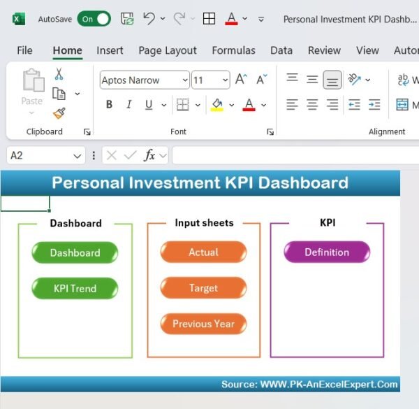 Personal Investment KPI Dashboard in Excel - Image 2