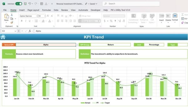 Personal Investment KPI Dashboard in Excel - Image 4