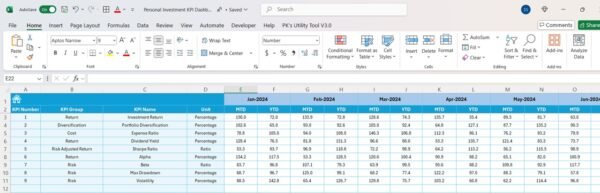 Personal Investment KPI Dashboard in Excel - Image 6