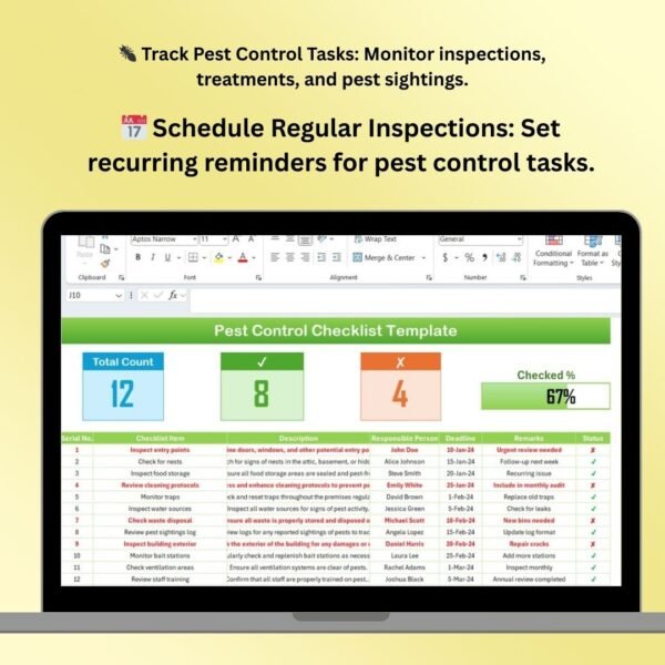 Pest Control Checklist Template in Excel