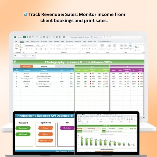 Photography Business KPI Dashboard in Excel