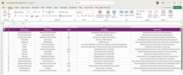 Private Equity KPI Dashboard in Excel - Image 4