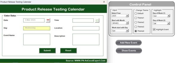 Product Release Testing Calendar in Excel - Image 5