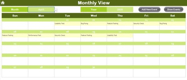 Product Release Testing Calendar in Excel - Image 6