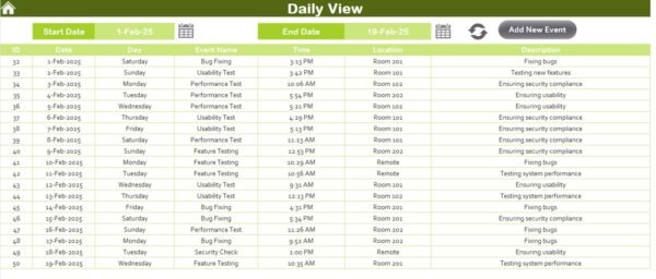 Product Release Testing Calendar in Excel - Image 7