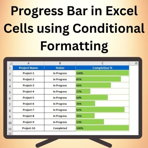 Progress Bar in Excel Cells using Conditional Formatting