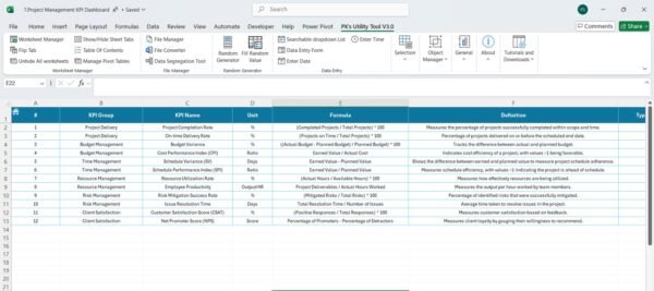 Project Management KPI Dashboard in Excel - Image 8