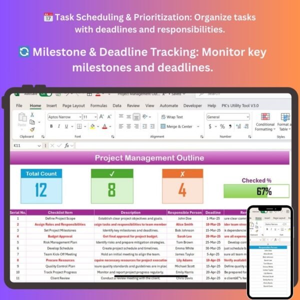 Project Management Outline Checklist in Excel