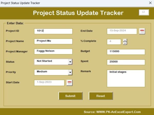 Project Status Update Tracker in Excel - Image 7