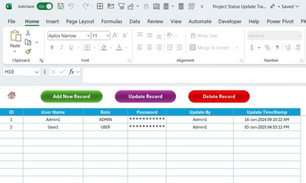 Project Status Update Tracker in Excel - Image 9