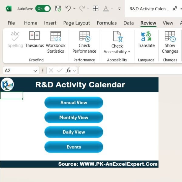 R&D Activity Calendar in Excel - Image 2