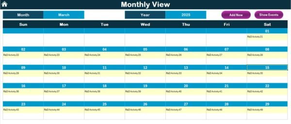 R&D Activity Calendar in Excel - Image 6